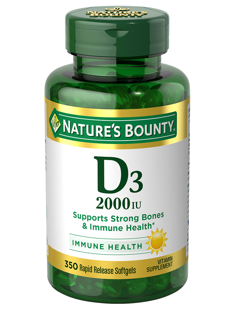 Natures Bounty Super Strength Vitamin D3-2000 IU Rapid Release Liquid Softgels, 350 Ea